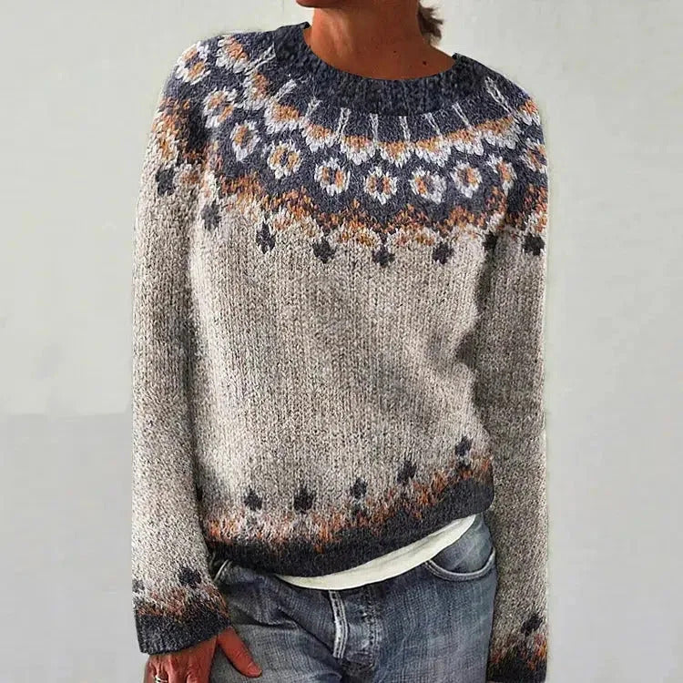 Jasmine - Retro Nordic-Inspired Winter Sweater (Plus Size Available)