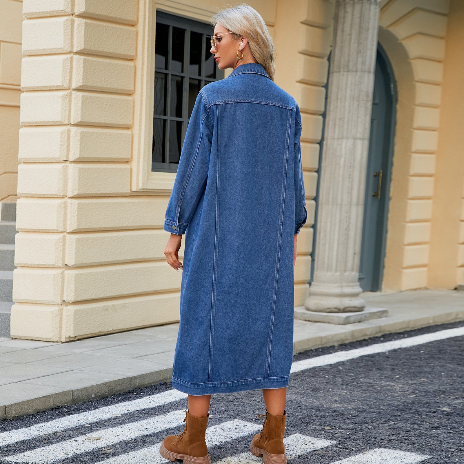 Lucinda - Women's Long Denim Duster Jacket