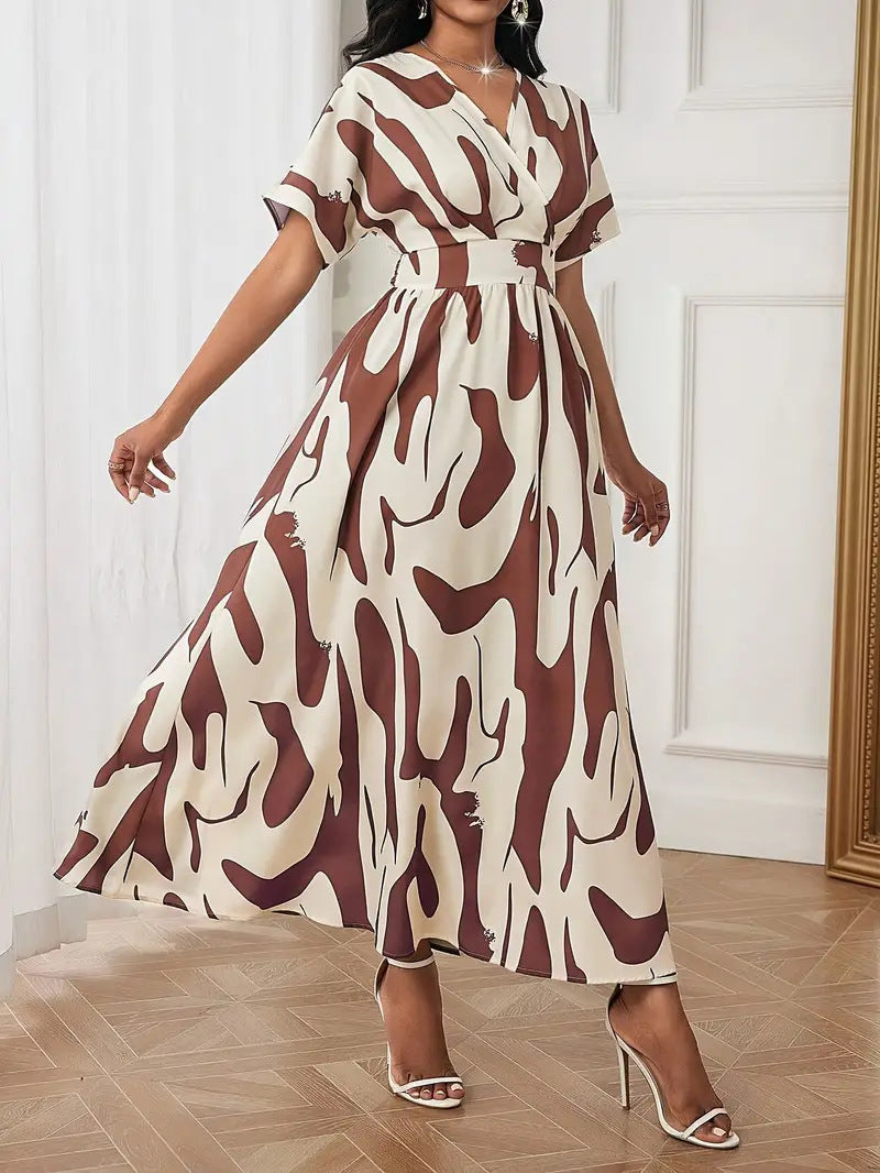 Bianca - Abstract Elegance Wrap Maxi Dress