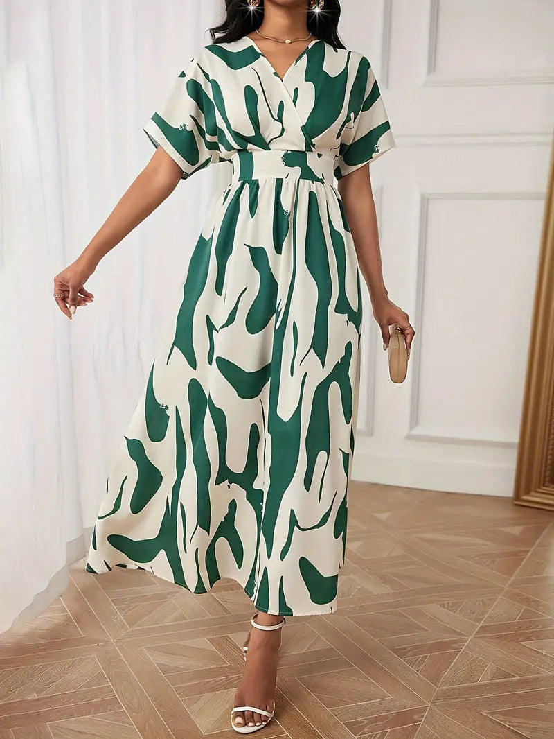 Bianca - Abstract Elegance Wrap Maxi Dress