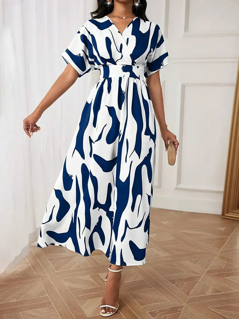 Bianca - Abstract Elegance Wrap Maxi Dress