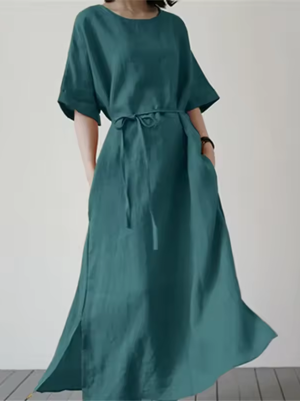 Nell - Loose Dress with Belt and Side Slit