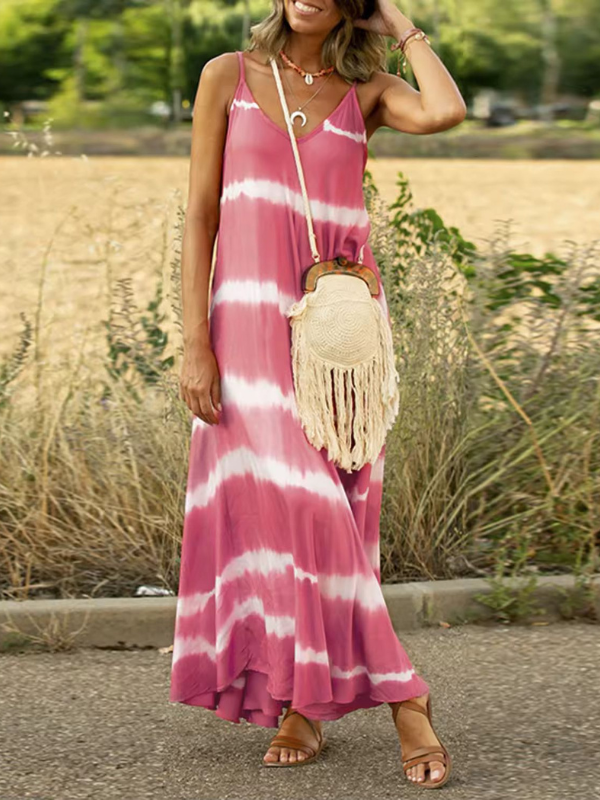 Marley - Striped Maxi Dress with Sleeveless Design and Swing Silhouette