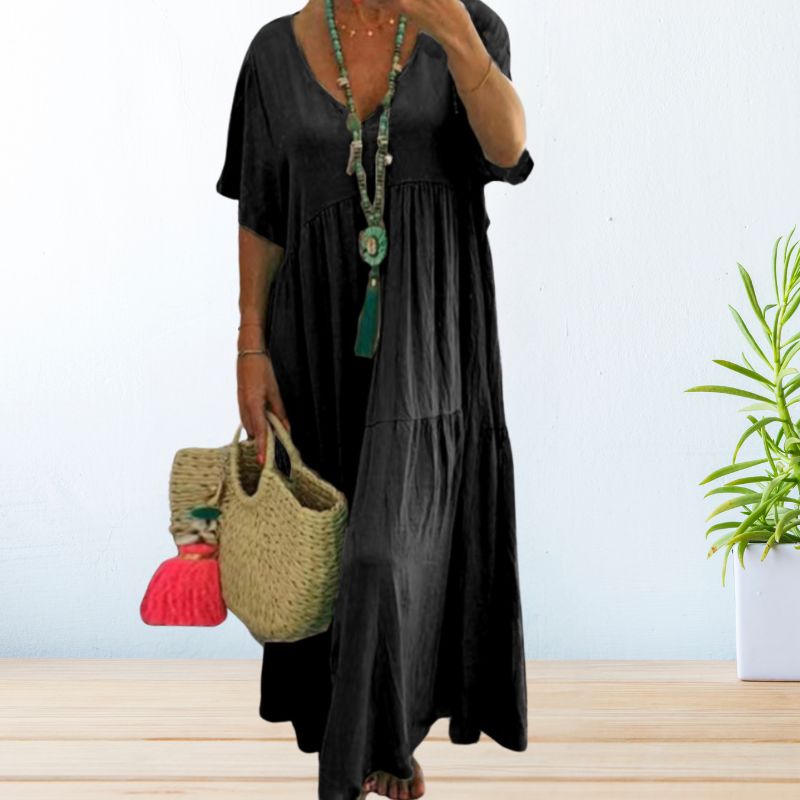 Jolaine - Cotton Linen Maxi Summer Dress For Women (Plus Size Available)