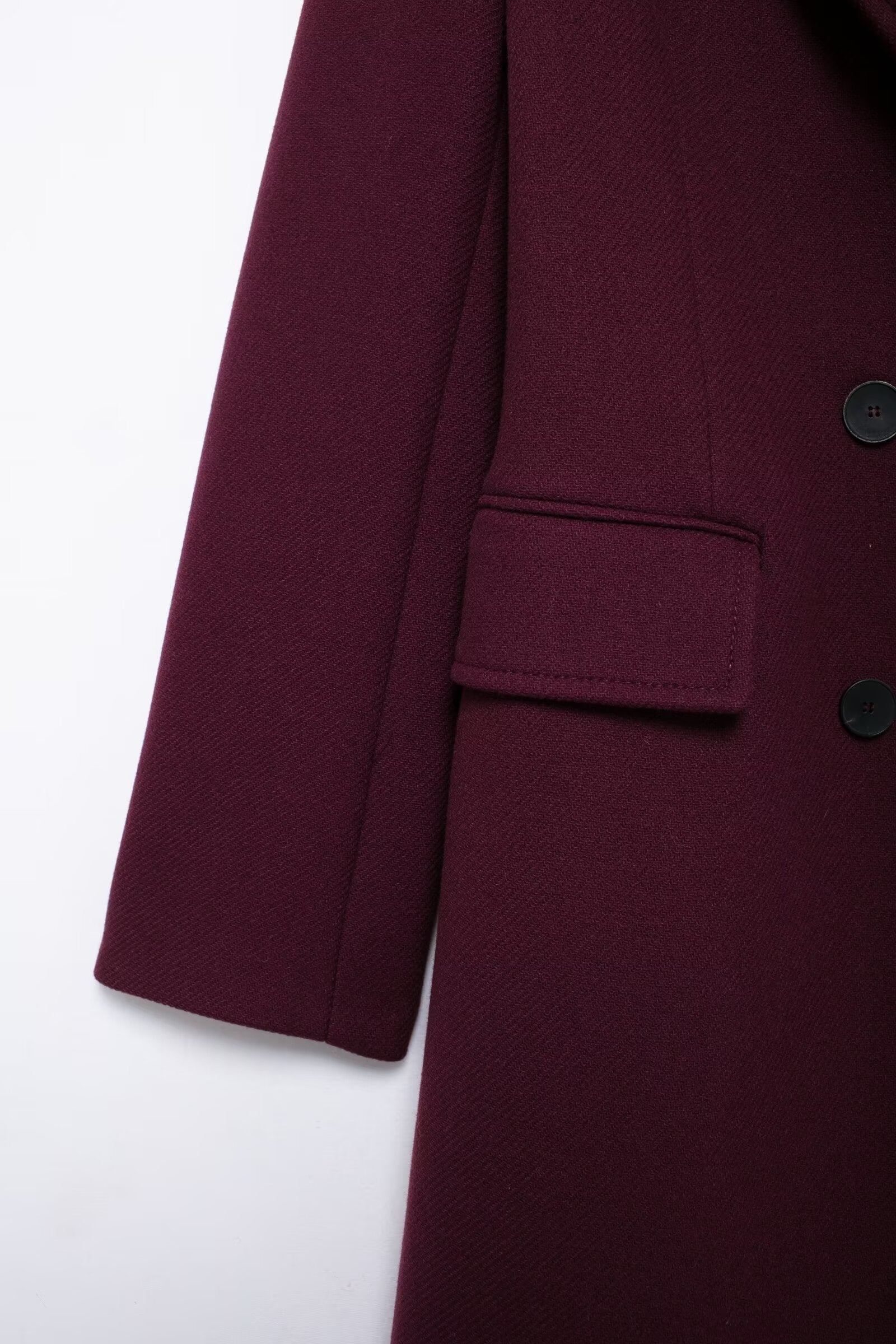 Freya - Women's Burgundy Double-Breasted Woolen Coat