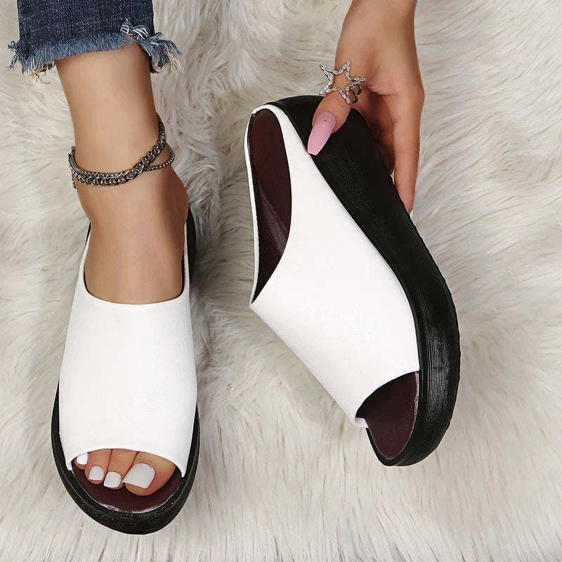 Jessa - Vegan Leather Platform Slides for Stylish Comfort and Height Boost