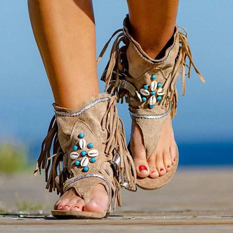 Cecily - Fringe Boho Sandals