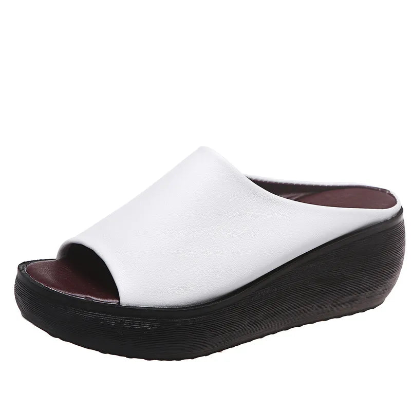 Jessa - Vegan Leather Platform Slides for Stylish Comfort and Height Boost