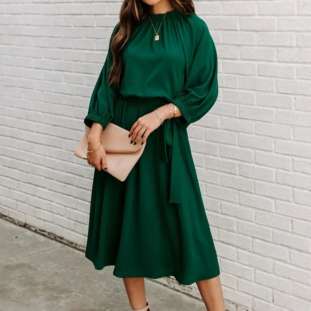 Narelle - Lantern Sleeve Midi Dress