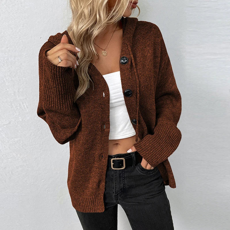 Vivian - Women's Relaxed Hooded Knit Cardigan