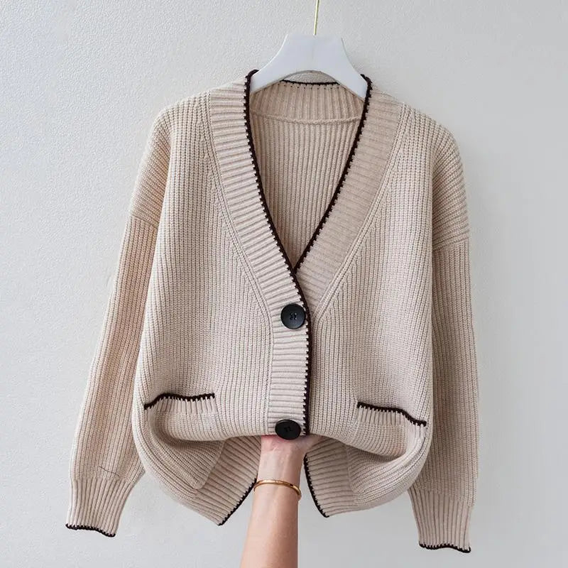 Celeste - Knit Cardigan with Contrasting Trim