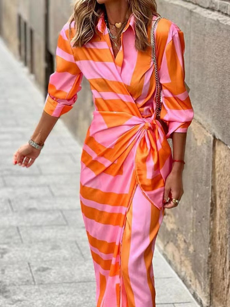 Vivienne - Bold Summer Dress in Orange-Pink