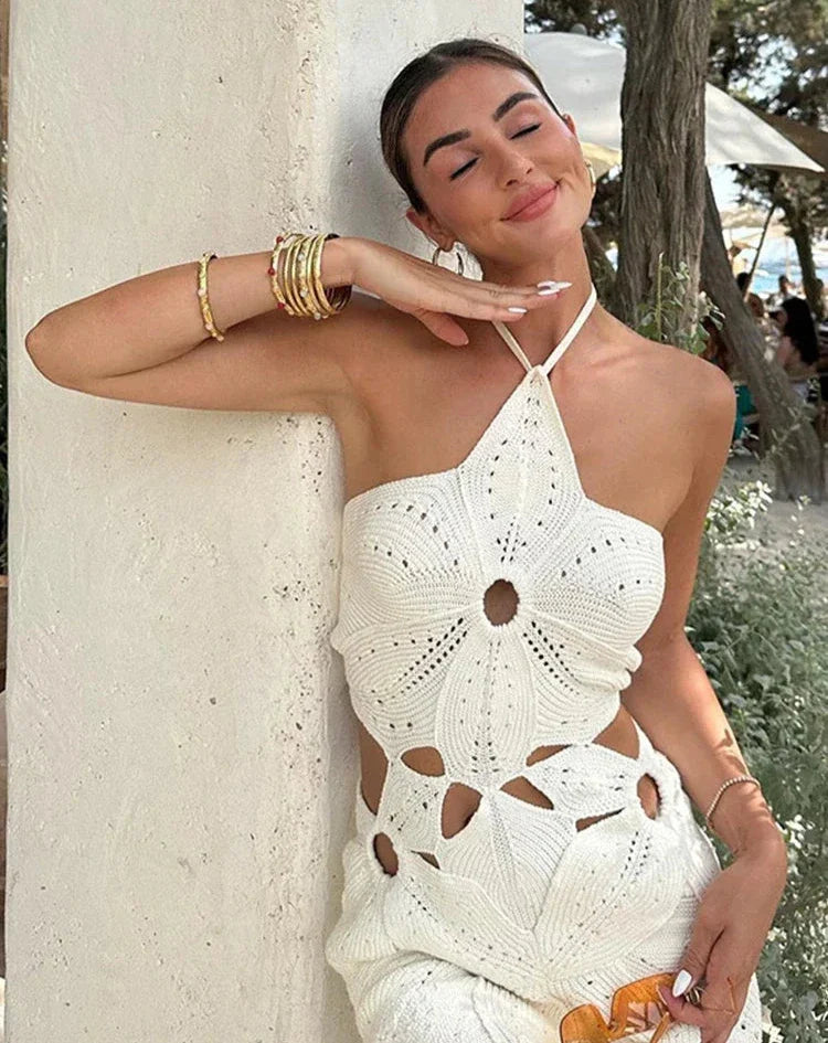 Anastasia - Crochet Hollow Mini Dress