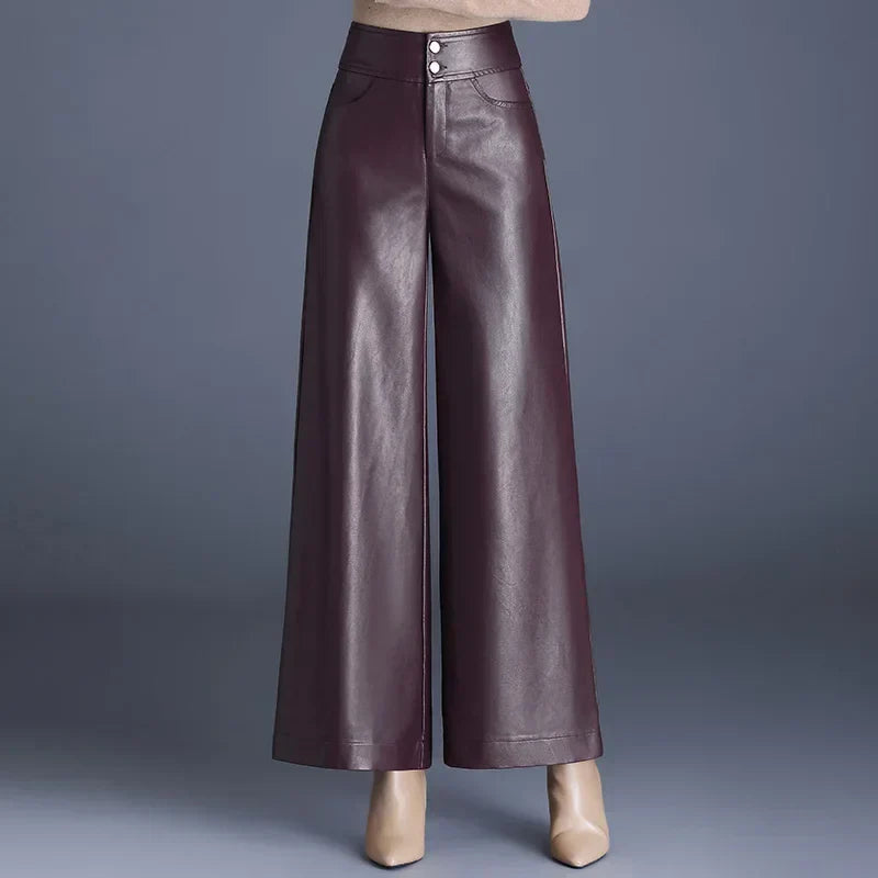 Layne - Wide-Cut Leather Trousers