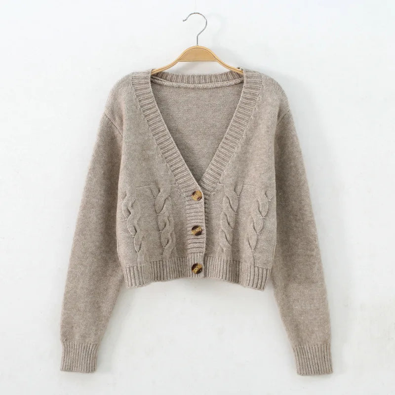 Caroline - V-Neck Cropped Cardigan