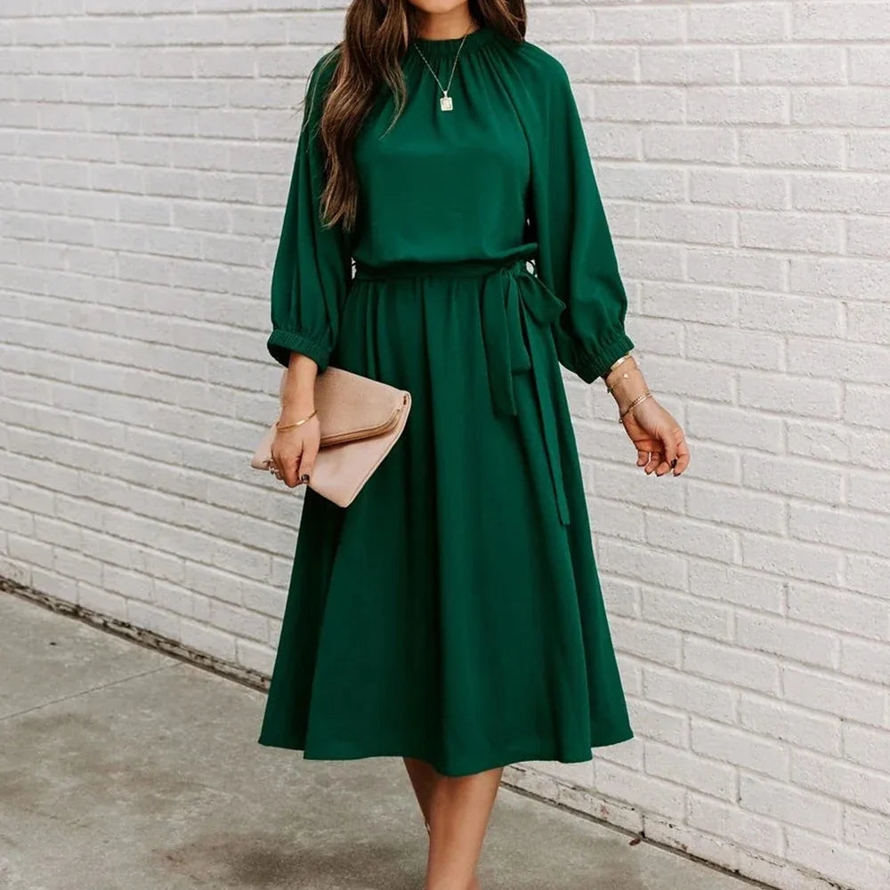 Narelle - Lantern Sleeve Midi Dress