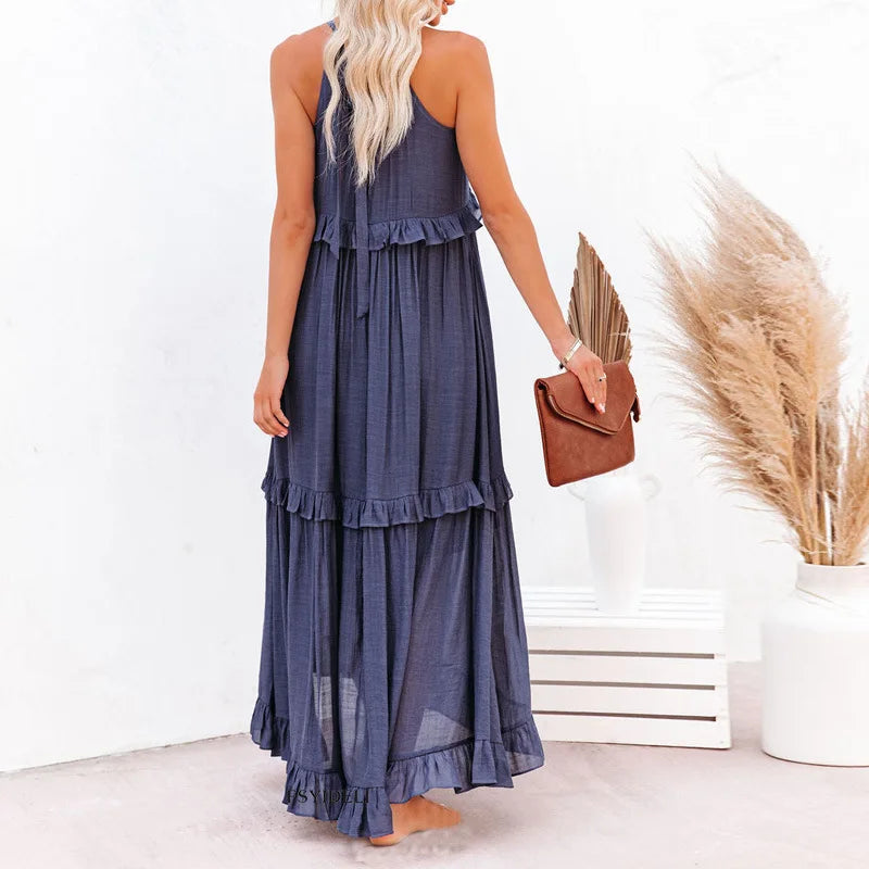 Grace - Halter Ruffle Maxi Dress for Women