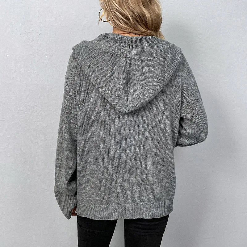 Vivian - Women's Relaxed Hooded Knit Cardigan