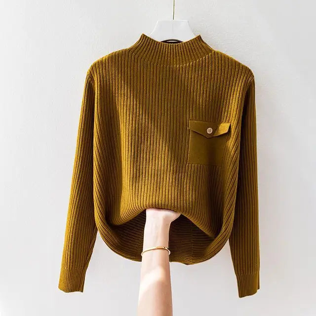 Carly - Chic Pocket Ribbed Sweater