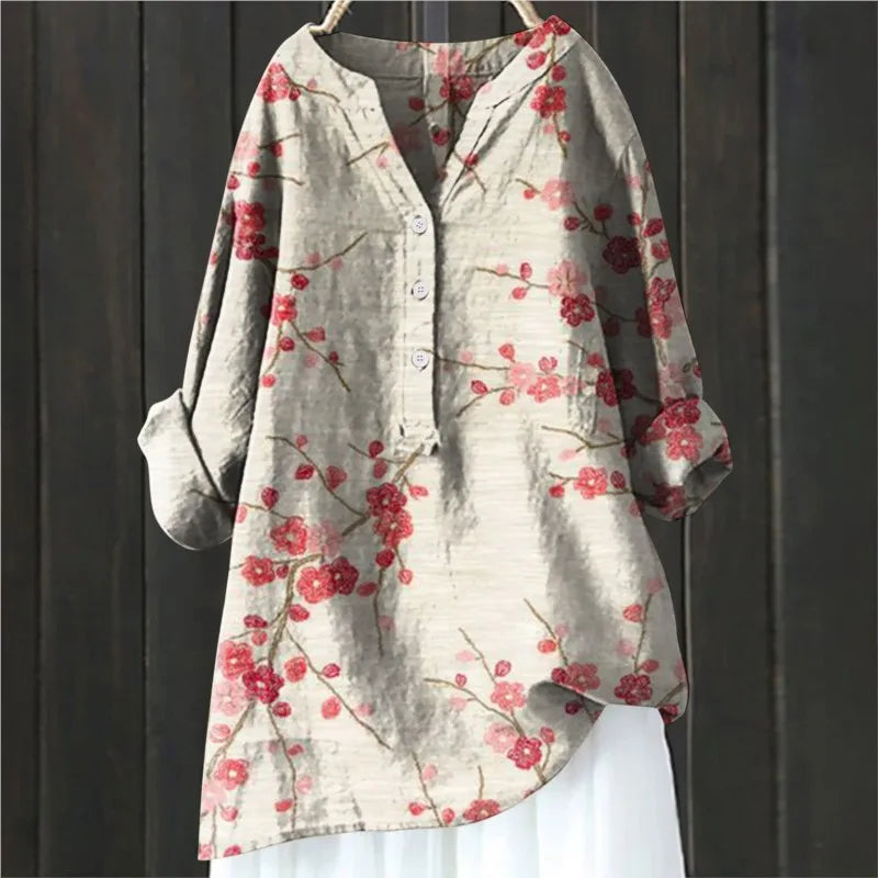 Poppy – Chic Blouse with Floral Accents