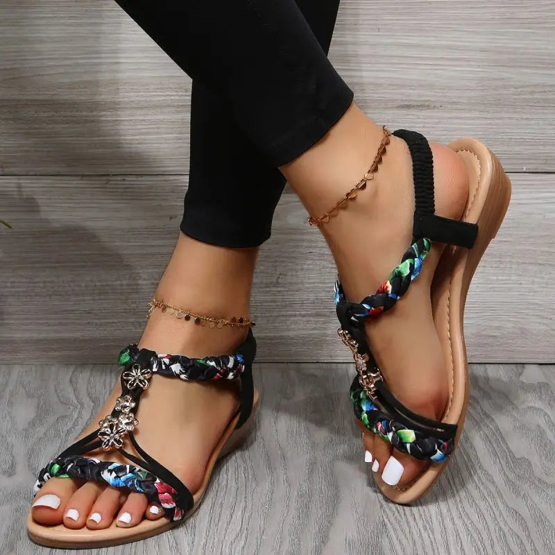 Brynn - Braided Strap Flat Sandals