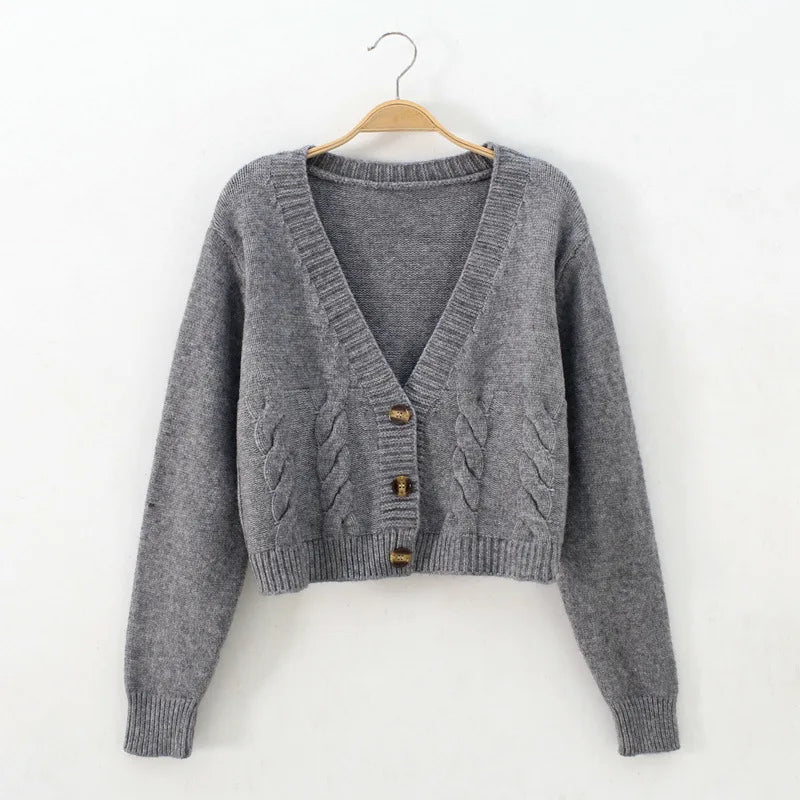 Caroline - V-Neck Cropped Cardigan