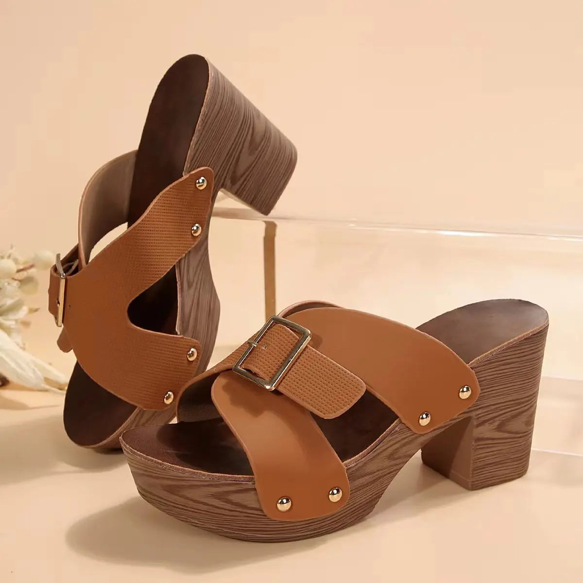 Kaira - Chic Buckled Block Heel Sandals