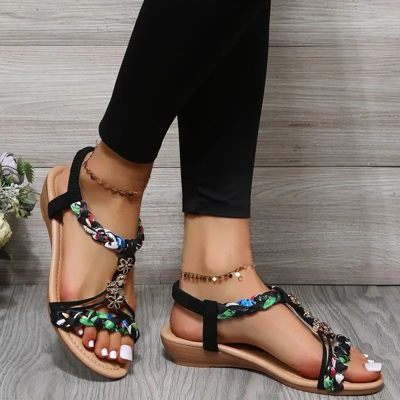 Brynn - Braided Strap Flat Sandals