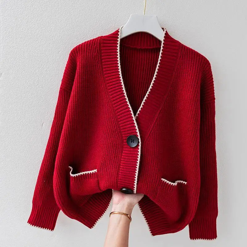 Celeste - Knit Cardigan with Contrasting Trim