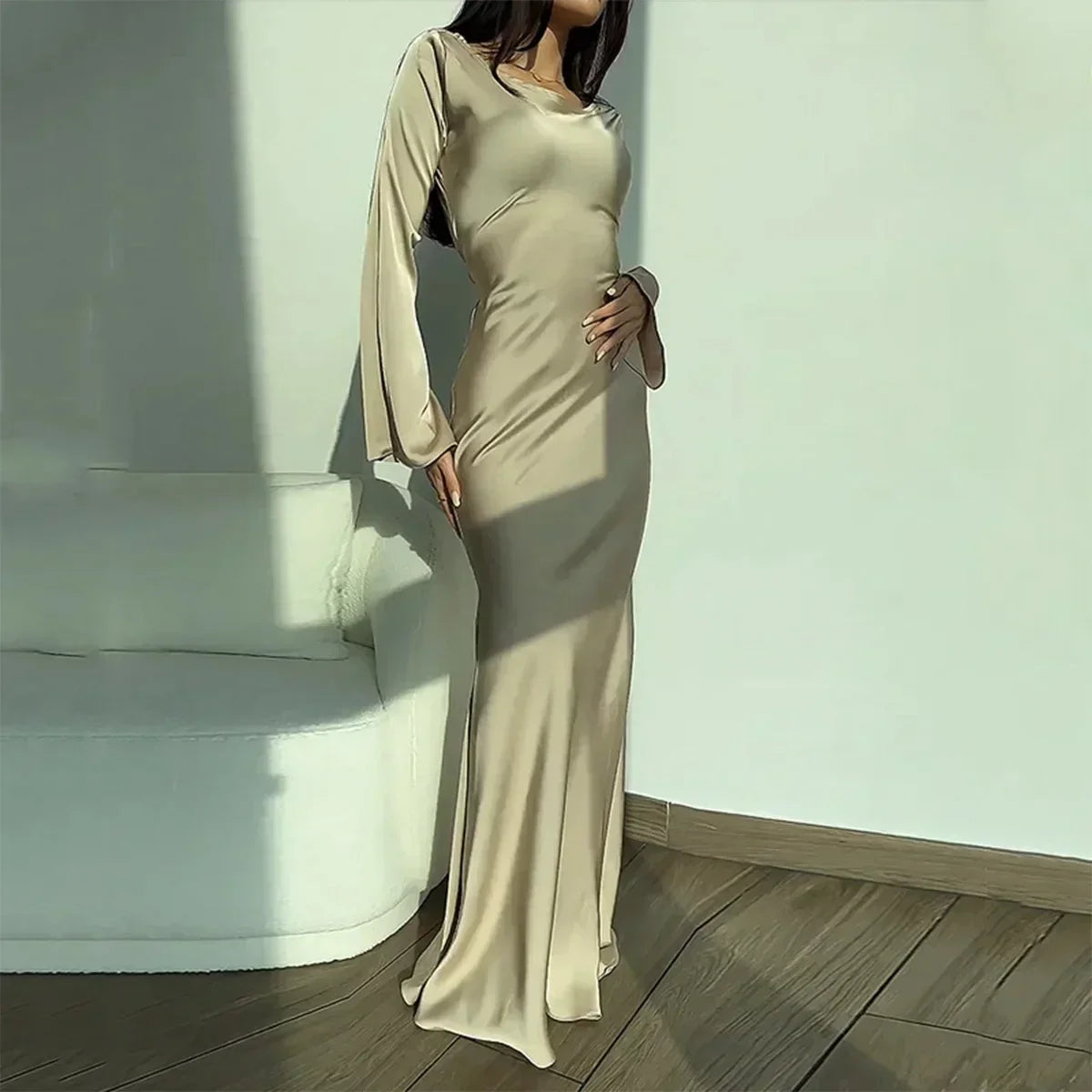 Georgia - Elegant Long Sleeve Maxi Dress for Formal and Evening Wear