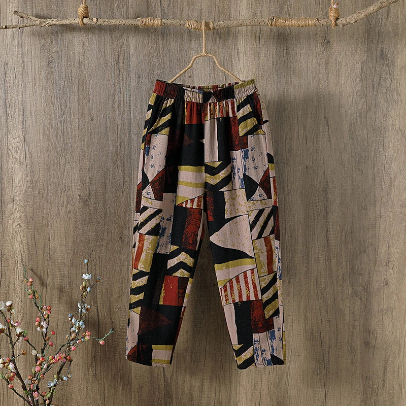 Harper - Geometric High-Waist Harem Pants