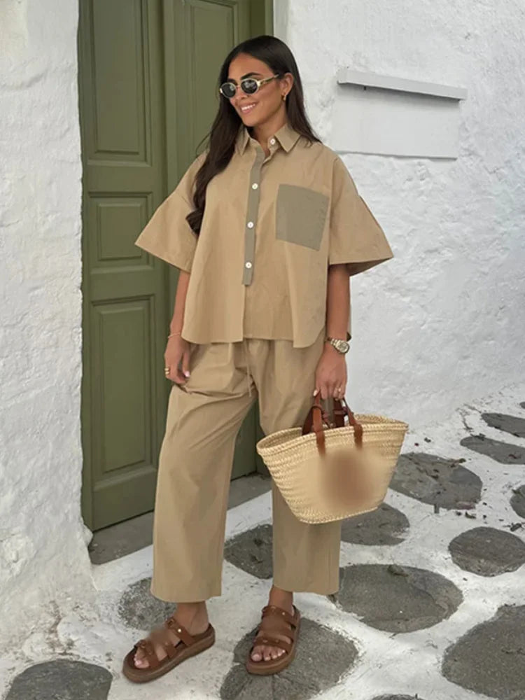 Kelly - Linen Lapel Pants 2 Piece Sets