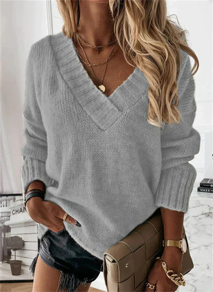 Billie - Soft Knit V-Neck Sweater for Women