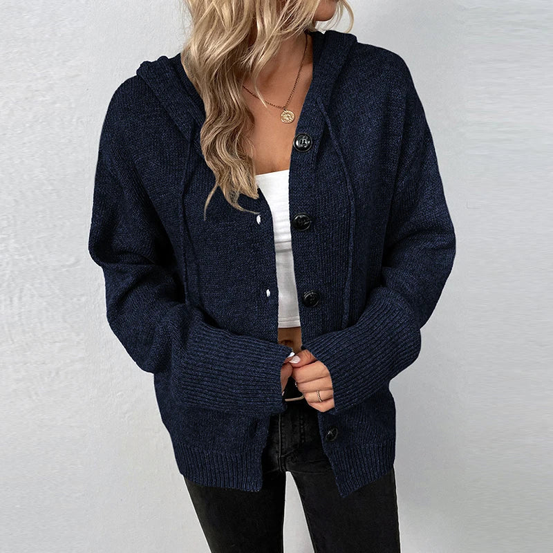 Vivian - Women's Relaxed Hooded Knit Cardigan