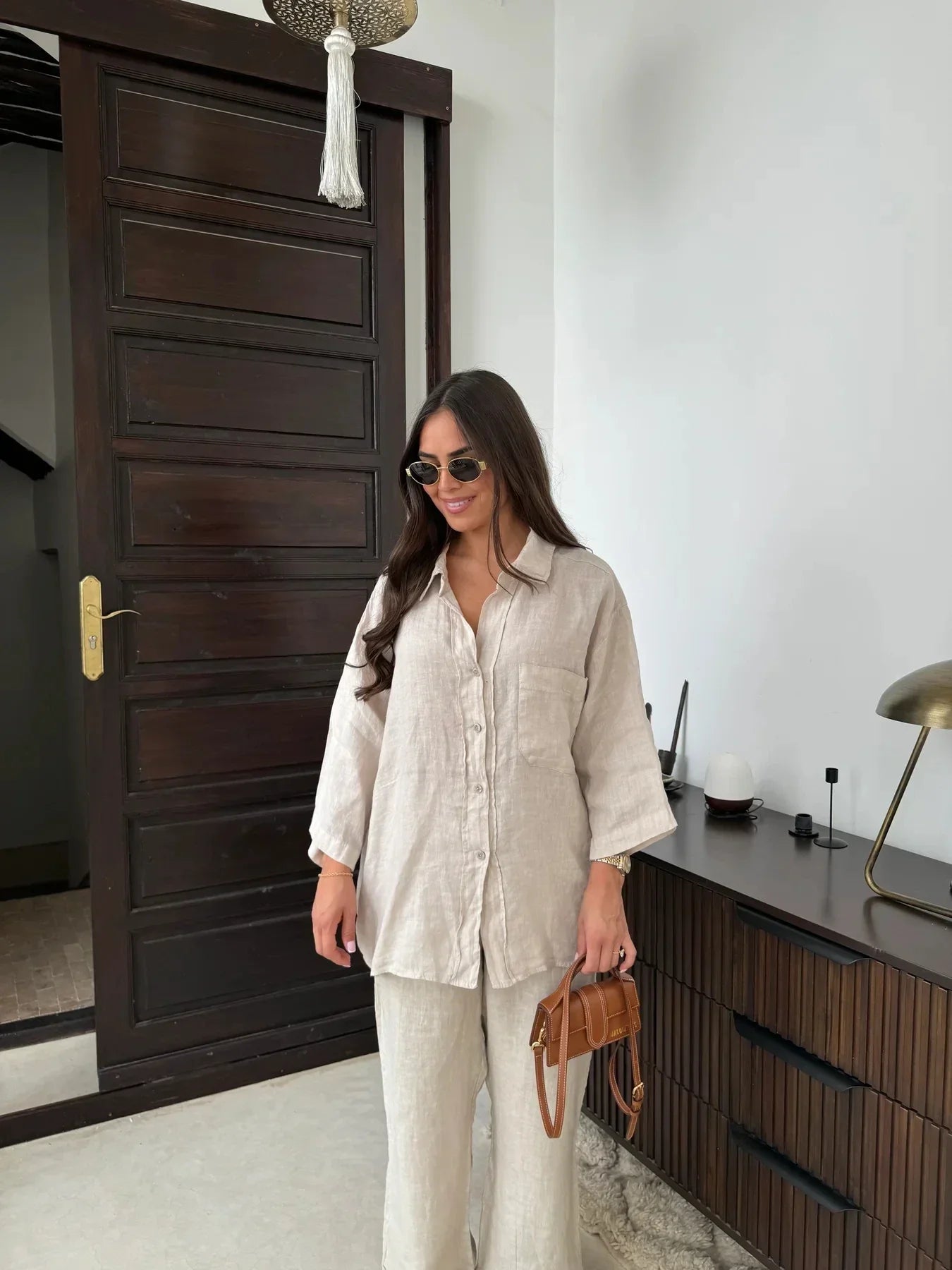 Kelly - Linen Lapel Pants 2 Piece Sets