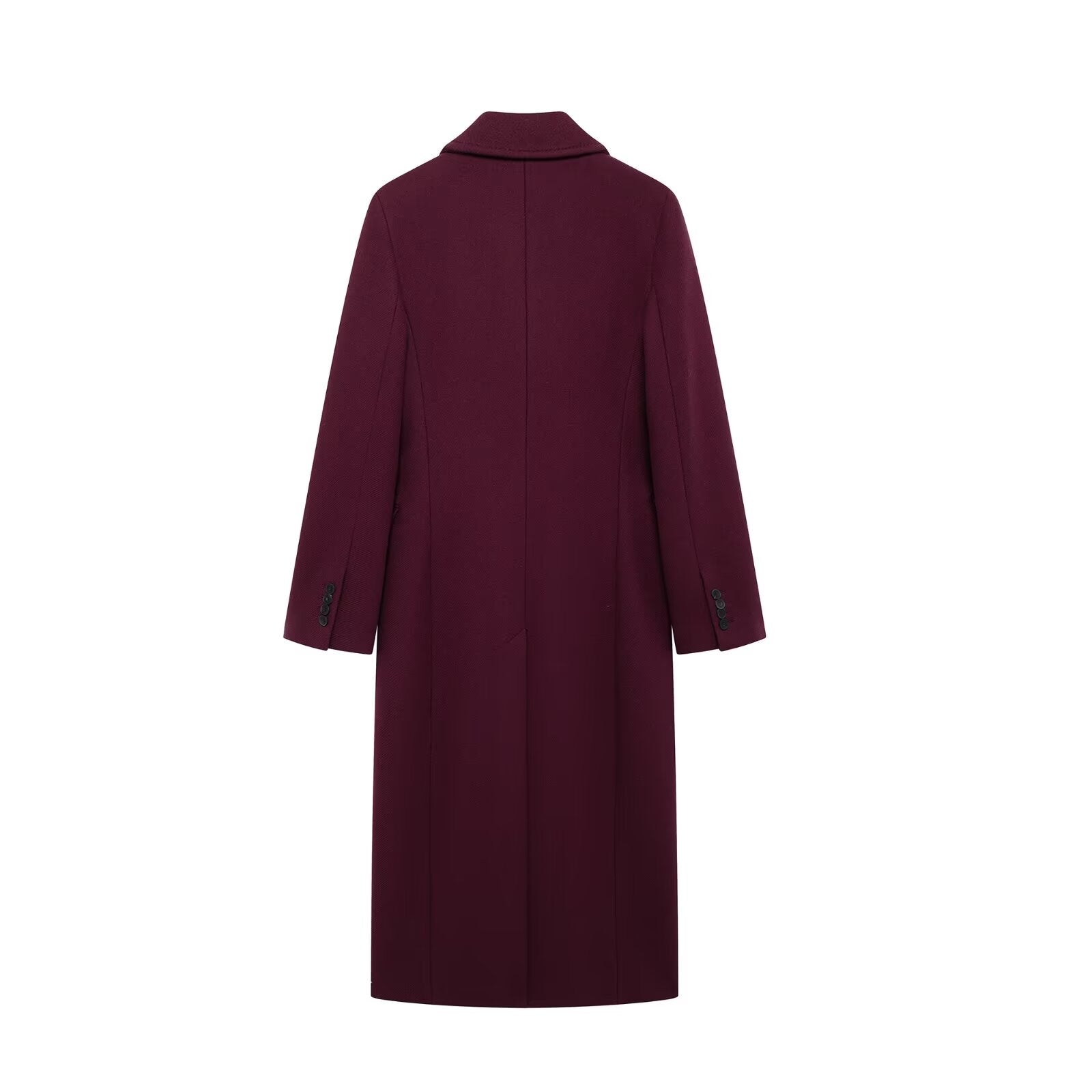 Freya - Women's Burgundy Double-Breasted Woolen Coat