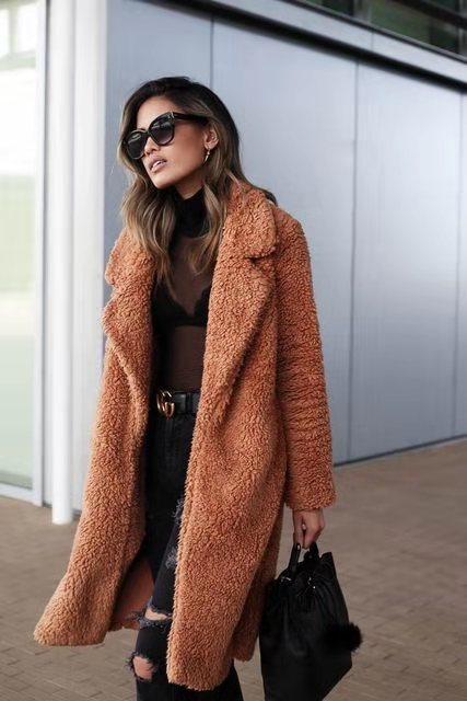 Cyril - Women's Long Fleece Teddy Coat