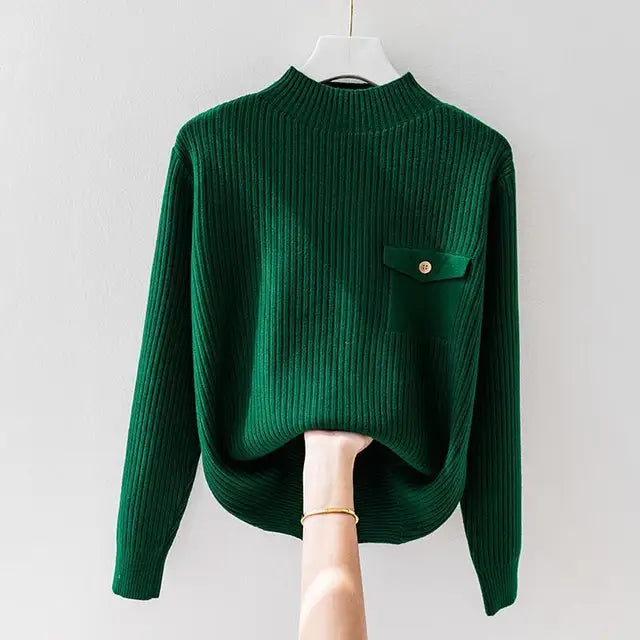 Carly - Chic Pocket Ribbed Sweater