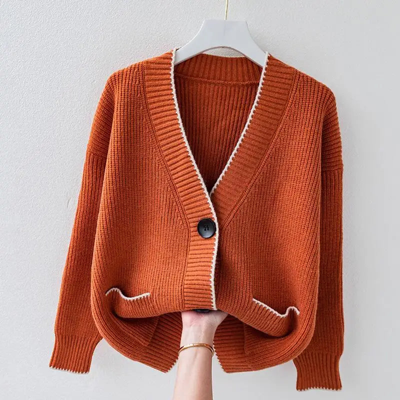 Celeste - Knit Cardigan with Contrasting Trim