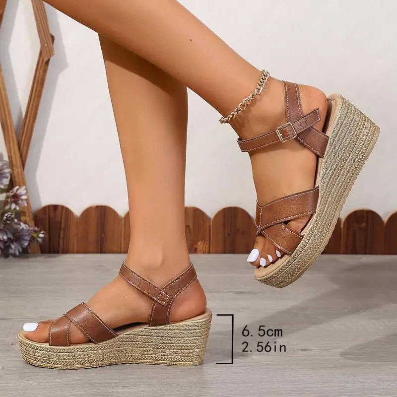 Madalena - Chic Crossover Wedge Sandals