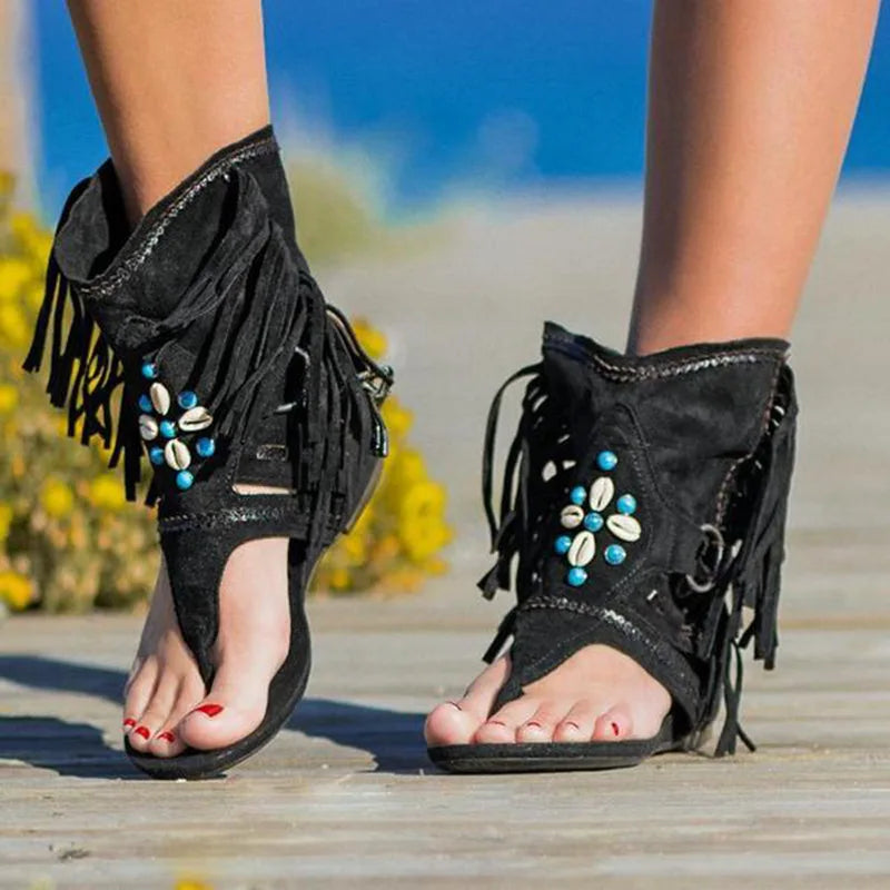 Cecily - Fringe Boho Sandals