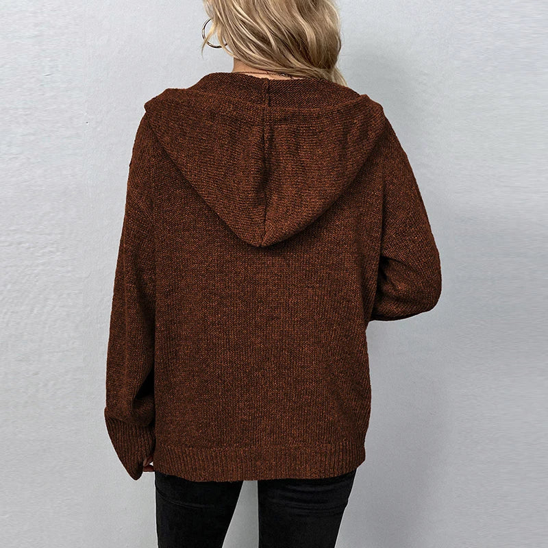 Vivian - Women's Relaxed Hooded Knit Cardigan