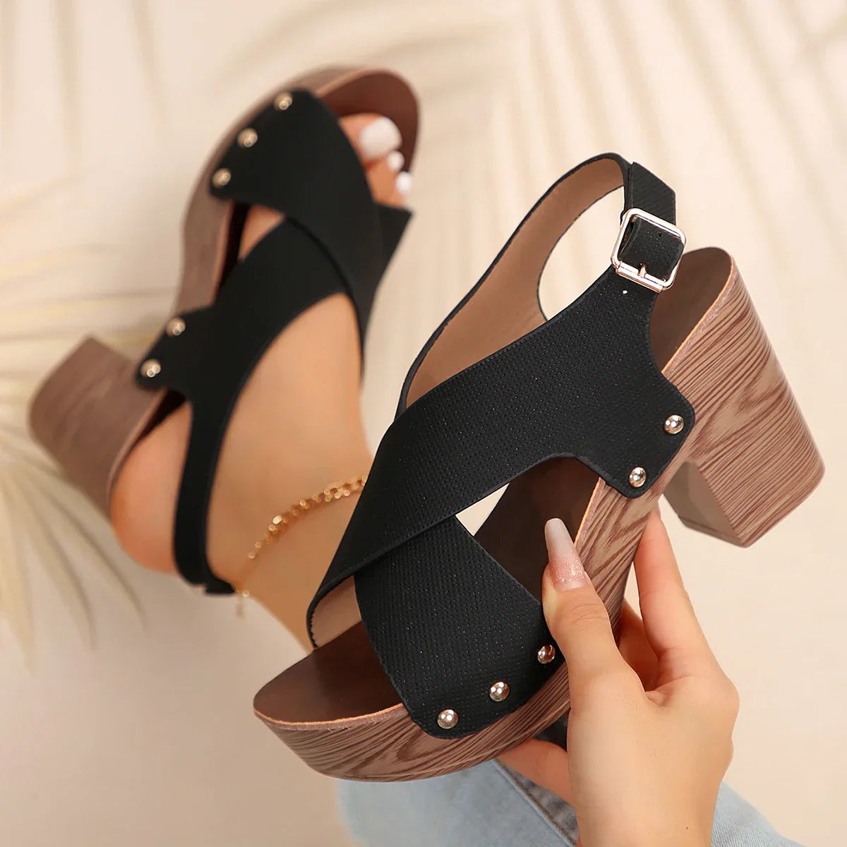 Leona - Chic Platform Block Heel Sandals