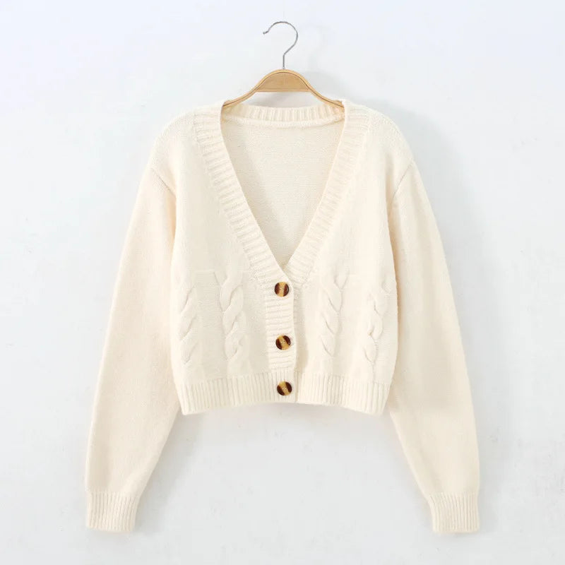 Caroline - V-Neck Cropped Cardigan