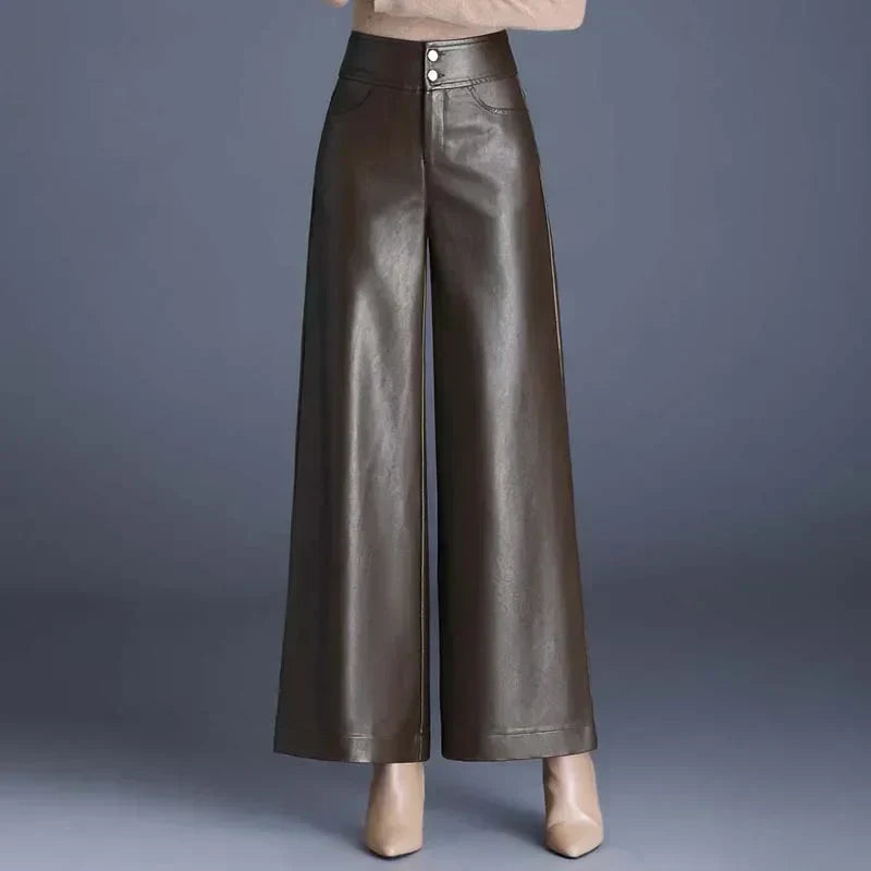 Layne - Wide-Cut Leather Trousers