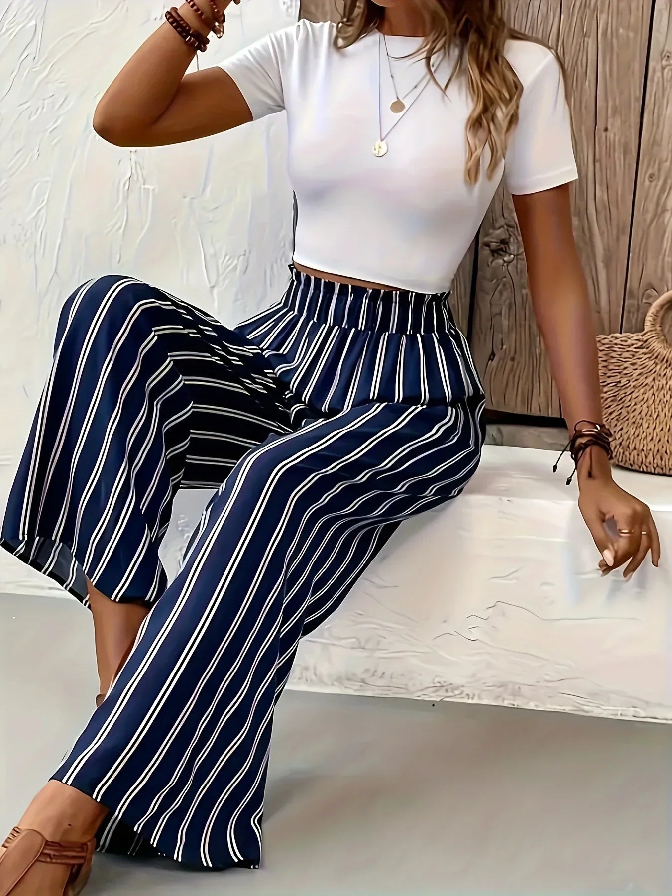 Quincy - Striped Wide-Leg Pants