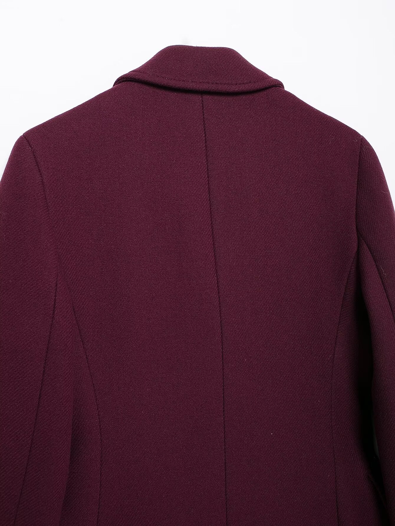 Freya - Women's Burgundy Double-Breasted Woolen Coat