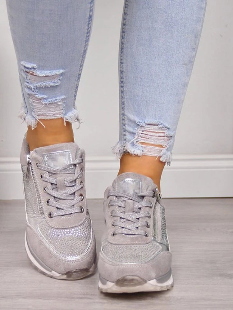 Amber - Metallic Zip-Up Sneakers