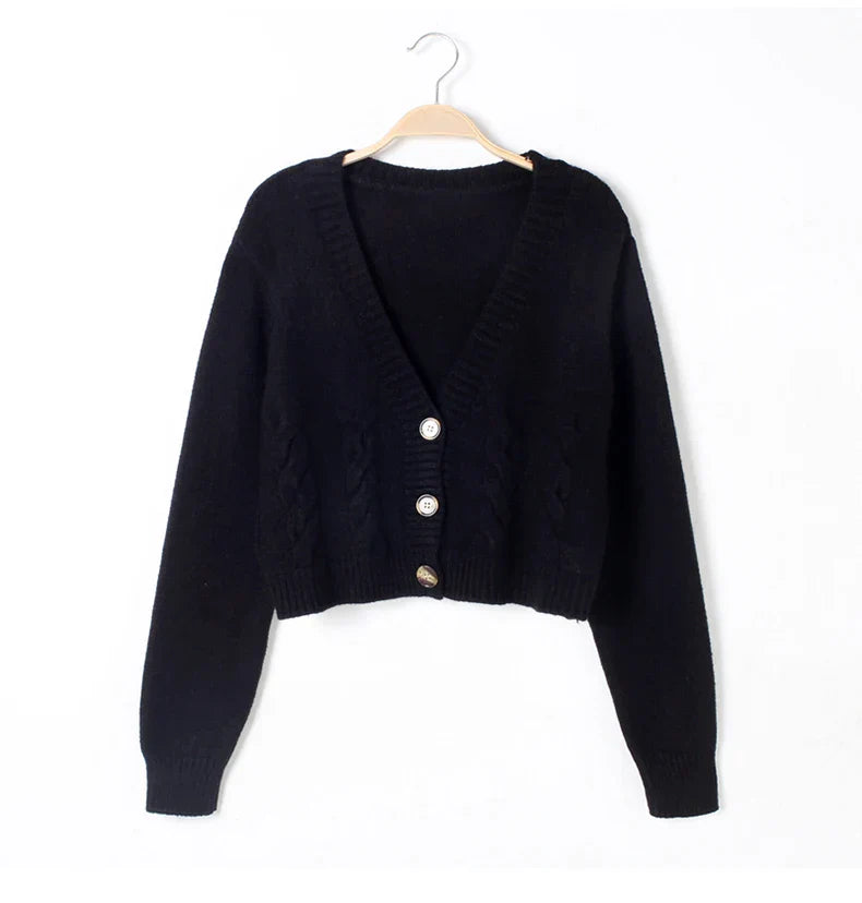 Caroline - V-Neck Cropped Cardigan