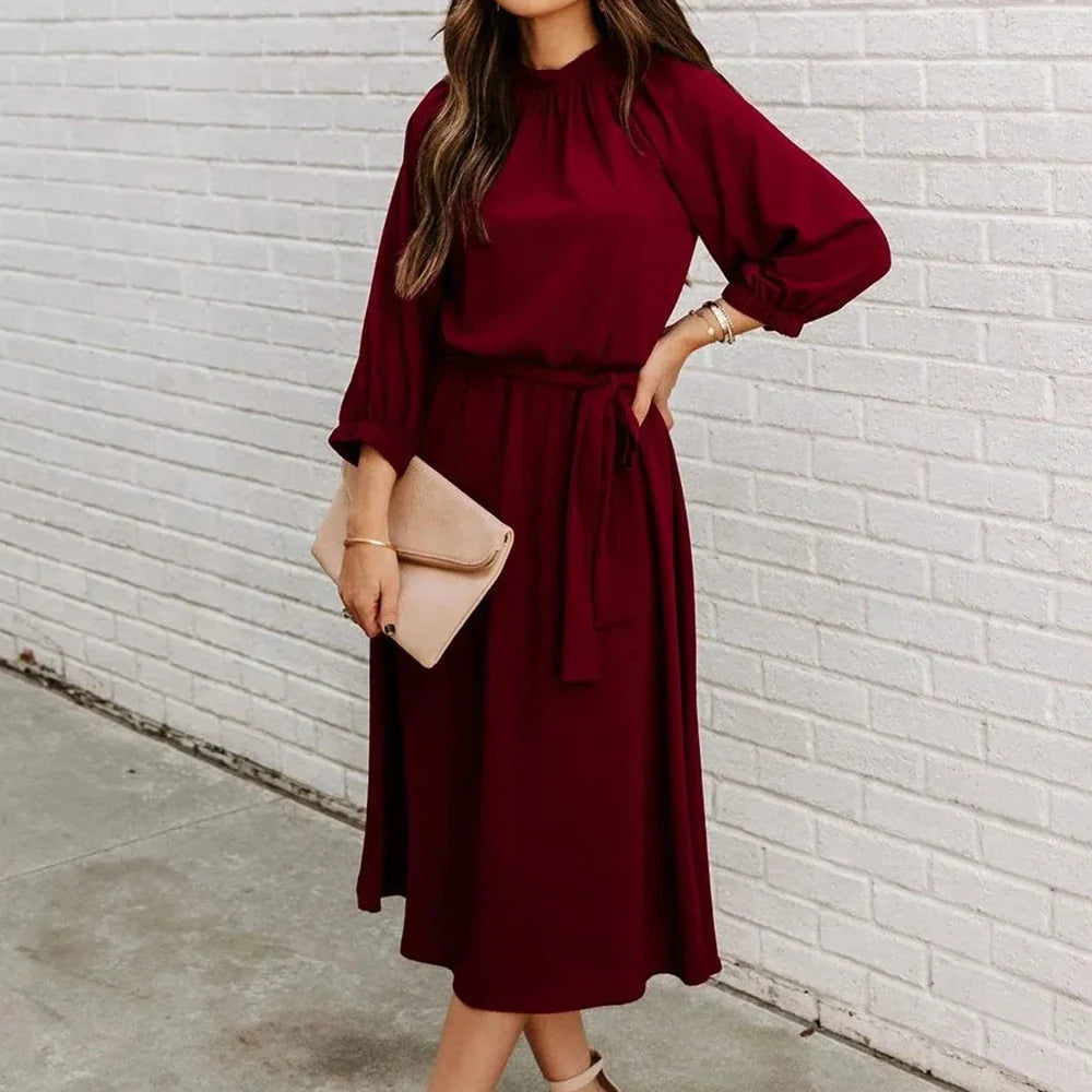 Narelle - Lantern Sleeve Midi Dress